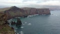 Epic flight over the wonderful viewpoint called Ponta de So Loureno in Madeira, Portugal. A great coast with many cliffs.