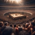 Epic gladiatorial arena, Spectacular arena filled with roaring crowds and deadly challenges as gladiators fight for their lives4