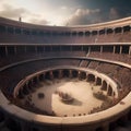 Epic gladiatorial arena, Spectacular arena filled with roaring crowds and deadly challenges as gladiators fight for their lives3