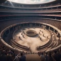 Epic gladiatorial arena, Spectacular arena filled with roaring crowds and deadly challenges as gladiators fight for their lives3