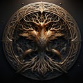 Epic High Fantasy Norse mythology Viking Nature themed logo coat of arms emblem Royalty Free Stock Photo