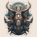 Epic High Fantasy Norse mythology Viking Nature themed logo coat of arms emblem. Royalty Free Stock Photo