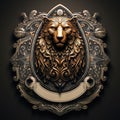 Epic High Fantasy Norse mythology Viking Wolf Head logo coat of arms emblem