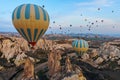 Epic landscape from Turkey with flying balloons