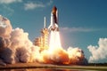 Epic liftoff, Space shuttle ascends, embarking on a daring mission Royalty Free Stock Photo