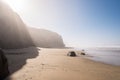 Epic Misty Beach with Cliffs