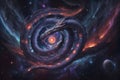 The Epic Orochi Serpent amidst Cosmic Chaos Hyper-Realistic Digital Painting Capturing the Power Royalty Free Stock Photo