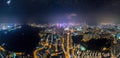 Epic panorama of the Night view of Hong Hom area, Kowloon, Hong Kong Royalty Free Stock Photo