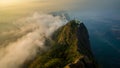 Epic picture at sunrise of monastir in the Mount Zwegabin in Hpa-An, Myanmar.