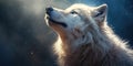 Epic portrait of an arctic wolf in the arctic night