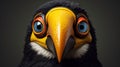 Epic Portraiture Of A Birds Head With Yellow Beaks And Orange Bill