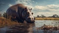 Epic Portraiture Of A Hippopotamus In Zambia Royalty Free Stock Photo