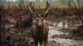 Epic Portraiture: Majestic Deer Standing In Water