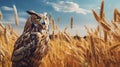 Epic Portraiture Of Owl Grazing In A Field