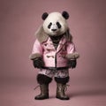 Epic Portraiture: Panda Bear In Pink Jacket And Boots