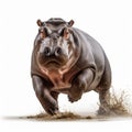 Epic Portraiture: Powerful Hippopotamus Running On Wet Sand