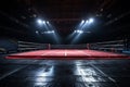 Epic professional boxing arena box ring sport empty background competition professional fight game spotlight stage fight