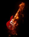Epic rock bass guitar on fire Royalty Free Stock Photo