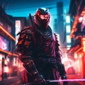 Epic Samurai Cyborg Character in Cyberpunk Style