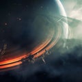 Epic scifi cinematic massive neon hurricane storm, Generative AI