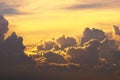 Epic sky background image. yellow sky background. Cumulonimbus clouds.