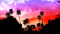 Epic sky. Beautiful sunset. forest sun set with copyspace. epic nature background. ecology concept. purple and red sky.