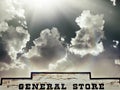Epic sky, sun shines down on general store