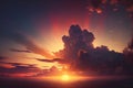 Epic sunset with cloudy sky and beautiful colors. Royalty Free Stock Photo