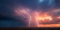 Epic Sunset Lightning Dramatic Sky Photography Royalty Free Stock Photo