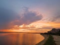 Epic sunset at Morii Lake Dambovita Royalty Free Stock Photo