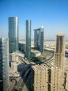 Epic top view shot of Al Reem island towers and landscape on a clear blue sky Royalty Free Stock Photo
