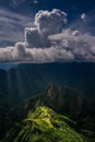 Epic and unique aerial view on the Machu Picchu / Huayna Picchu mountain Royalty Free Stock Photo