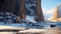 Epic Unreal Engine Rock Scene On Snowy Cliff