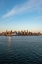 epic vertical city scape of vancouver british columbia in alaska during the sunrise from the water Royalty Free Stock Photo