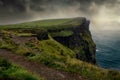 Epic view of of famous Cliffs of Moher and wild Atlantic Ocean, County Clare, Ireland