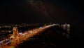 Epic view footage taken in blackpool with a drone during the night