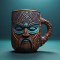 Epic Viking Mug: Surreal Cyberpunk Maori Art In 3d Rendering