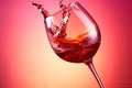 liquid gradient goblet drink red alcohol wine glass closeup background party. Generative AI.