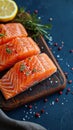 Epicurean vision Large salmon fillet portions create a tempting food backdrop