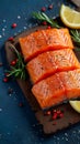 Epicurean vision Large salmon fillet portions create a tempting food backdrop