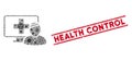 Epidemic Collage Computer Patient Icon and Textured Health Control Seal with Lines