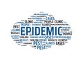 EPIDEMIC - image with words associated with the topic EPIDEMIC, word cloud, cube, letter, image, illustration