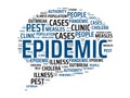 EPIDEMIC - image with words associated with the topic EPIDEMIC, word cloud, cube, letter, image, illustration