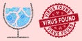 Biohazard Mosaic Ice Drink Icon with Textured Virus Found Stamp
