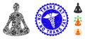 Epidemic Mosaic Yoga Icon with Medic Distress No Trans Fat Seal