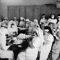 1918-1919. An epidemic of `Spanish Flu` spread around the world Royalty Free Stock Photo