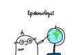 Epidemiologist hand drawn vector illustration in cartoon style. Doctor and