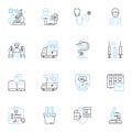 Epidemiology analysis linear icons set. Outbreak, Surveillance, Incidence, Prevalence, Risk, Exposure, Contagion line