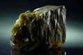 Epidote is a rare precious natural stone on a black background. AI generated. Header banner mockup with space. Royalty Free Stock Photo