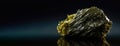 Epidote is a rare precious natural stone on a black background. AI generated. Header banner mockup with space. Royalty Free Stock Photo